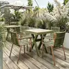 Combinación de Mesa y Sillas de Aleación de Aluminio y Madera-Plástico para Patio Exterior para Cafetería, Bar, Cafetería, Restaurante Occidental