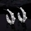 Pendientes Geométricos Ovalados en Forma de C con Perlas Estilo Lujo Ligero con Agujas de Plata 925, Pendientes de Aro de Zirconia Vintage Elegantes de Gama Alta