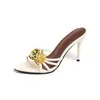 Sandalias de tacón alto europeas y americanas de punta, en stock, para mujer, nueva colección de verano 2026, tacones de aguja sexys, sandalias de punta abierta, disponibles en Wish