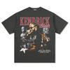 Camiseta de manga curta com estampa de hip-hop kung fu retrô americana transfronteiriça, blusa de moletom com capuz e gola redonda da moda de rua