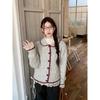 Suéter de Punto con Cuello de Muñeca Estilo Universitario Hebilla de Corazón Retorcido Otoño e Invierno Nuevo Holgado Suave Sedoso Manga Larga Cárdigan Ropa para Mujer