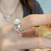 Anillo de Perla de Frijol de la Suerte para Mujer, Estilo Geométrico Irregular de Alta Gama, Anillo Ajustable Nuevo, Anillo Versátil para el Dedo Índice, Moderno