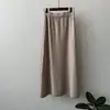 Falda midi de punto para mujer, nueva colección otoño/invierno 2026, engrosada, de cintura alta, adelgazante, diseño de una pieza, ajustada a la cadera, con dobladillo enrollado, corte recto, falda larga de lana