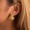 Joyas de Azúcar Ins Stitch Raya Vertical Pendientes de Corazón Femeninos Nicho Color Acero Inoxidable Resistente Sin Alergia Pendientes de Corazón
