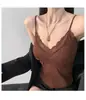 2026 Camiseta Fina Microtransparente de Manga Longa para Mulheres com Decote V Delicado em Renda e Top Regata com Alças de Sutiã Embutido Conjunto de Duas Peças de Verão