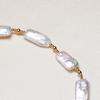 Collar de Cadena Cuadrada de Perla Barroca de Agua Dulce Blanca con Cierre OT, Diseño de Nicho, Sentido del Diseño, Venta Caliente Transfronteriza, Venta al Mayoreo