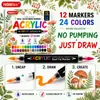 Set de 24 marcadores acrílicos de colores con puntas suaves de doble punta, adecuado para creación DIY en cerámica, piedras y madera