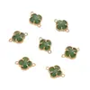 Cobre Relleno de Oro de 18K Cristal Circonita Borde Trébol de Cuatro Hojas Doble Colgante Accesorios Colgante Hecho a Mano DIY Accesorios para Joyería Venta al por Mayor