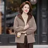 Jaqueta de outono feminina, novo estilo 2026, para mulheres de meia-idade e idosas, blusa casual com capuz outono/inverno, estilo curto