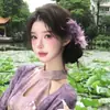 Nuevo Pasador de Flor de Jazmín Morado Estilo Chino con Diseño de Flor Realista, Accesorio para el Cabello de Pinza Lateral para Mujeres, Adecuado para Cheongsam