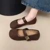 Outono 2026 Bico Redondo Baixo Uma Tira Fivela Fundo Plano Resistente ao Desgaste Confortável Feminino Nicho Mary Jane Moda Sapatos Únicos