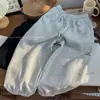 Pantalones de chándal para niños medianos y grandes Niños y niñas Holgados con puños Pantalones deportivos Estilo Primavera y Otoño Versión Coreana Bordado de letras Casual Pantalones largos