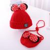 Sombrero Infantil Estilo Coreano Lindo Mickey para Niñas Sombrero de Lana para Niña Pequeña Bebé Sombrero de Pescador Tejido Conjunto de Moda Dibujos Animados