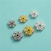 Plata de Ley S925 Diamante Flor Pequeña Separador Chapado en Blanco Zirconia Blanca Soporte de Flor Pulsera de Perla Cristal DIY Accesorios Separadores