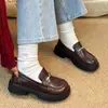 Zapatos de Cuero Versátiles de Suela Gruesa con Tacón Grueso y Corte Profundo para Mujer, Nuevo Estilo Primavera 2026 Mocasines Mary Jane de Plataforma sin Cordones