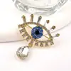Broche de Ojo del Diablo Estilo Coreano de Lujo Transfronterizo Diamante Azul Diseño de Nicho Broche de Ojo Exquisito Pin de Pedrería