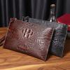 Nova Bolsa de Mão Masculina Grande em Couro de Silicone com Padrão de Crocodilo Casual Business Porta-documentos Corpo Fino Envelope Carteira Moderna Atacado