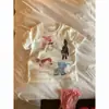 Camiseta infantil de verão de manga curta, top de bebê estiloso com desenho, camiseta básica versátil para bebês e crianças pequenas, roupas de verão para meninas