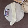 Zapatos con Lazo de Encaje de Algodón Estilo Lolita Calcetines Caídos para Mujer, Calcetines de Media Pantorrilla Estilo Puro Deseo, Calcetines para Pantorrilla Jk con Encaje de Doble Aguja