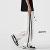 Estilo High Street Americano Pantalones de Chándal Casual Rayados Marca de Moda Diseño de Ropa de Trabajo Pierna Recta Deportivos Holgados Caída Versátil Pantalones de Pierna Ancha
