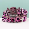 Suministro de Cinturón de Pedrería Transfronterizo, Cinturón Unisex Colorido con Estampado de Leopardo y Diamantes con Hebilla de Pin, Cinturón Incrustado para Estilo Punk Europeo y Americano