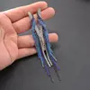 Brincos de Corrente Longa com Garras Exageradas Elegantes de Prata S925 com Strass para Mulheres Brincos com Franjas de Diamante Colorido Europeus e Americanos Brincos da Moda