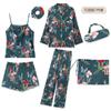 Conjunto Delgado Tipo Seda de 7 Piezas para Todas las Estaciones, Cárdigan para Mujer, Estilo Camisola Delgado de Seda de Hielo, Ropa de Casa Estilo Cereza y Fresa