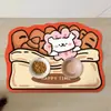 Desenho de Linha Filhote Capivara Tigela para Pet Tapete de Terra de Diatomáceas Jogo Americano Sem Lavagem Anti-Pelo de Gato Limpável Secagem Rápida Tapete Universal para Gatos e Cachorros