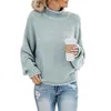Amazon 2023 Outono e Inverno Novo Streetwear Europeu e Americano Gola Alta Pulôver Suéter Solto Tricô Feminino para Mulheres