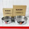 Acero Inoxidable 304 Espesado Tamizador de Harina Manual Redondo Bandeja Tamizadora de Harina Taza Tamizadora de Harina Herramienta de Cocina Malla Tamizadora de Harina