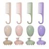 Set Biodegradable de Tres Piezas de Paja de Trigo Peine para Huevos Cepillo para Champú Peine Alisador Cepillo Masajeador del Cuero Cabelludo Set de Peines para Peluquería Ecológico
