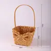 Cesta de Flores de Madeira Tecida à Mão Retangular Portátil Peças de Madeira Cesta para Arranjo de Flores Cesta para Plantas Suculentas Florais Cesta de Armazenamento Tecida em Rattan