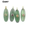 Wt-P2073 Oval Geométrico Redondo de Textura Lisa Lápiz Lazuli Ojo de Tigre Piedra Zirconia de Colores Piedra Incrustada Colgante