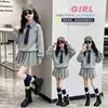 Conjunto de Sudadera de Dos Piezas Estilo Universitario de Moda Otoñal para Niñas, Conjunto de Dos Piezas con Falda Plisada para Primavera y Otoño para Niñas