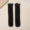 Calcetines Infantiles de Algodón Peinado con Rayas Verticales, Calcetines de Canalé Lisos con Lazo, Lindos Calcetines de Media Pantorrilla con Lazo para Niñas