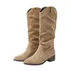 Zapatos de Mujer Puntiagudos Estilo Retro, Botas Caídas con Tacón Grueso, Botas Altas, Zapatos de Mujer, Nuevo Estilo Otoño, Nicho, Simples, Versátiles Botas tipo Martin