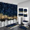 Comercio Electrónico Transfronterizo Cortina de Ducha con Impresión Digital de Mármol Cortina de Ducha Impermeable Juego de Cuatro Piezas Juego de Cortina de Ducha para Baño Suministro Directo del Fabricante