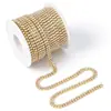 Cadena de Garra de Perla Cifrada Color AB de 2 mm a 6 mm Cadena de Garra con Strass Base Dorada y Plateada Taladro de Garra Cadena Pegatina para Teléfono Móvil DIY Venta al por Mayor