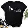 Camiseta con Estampado de Pata de Gato de Colores para Mujer Nueva Moda Negro t Shi