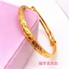 Atacado 6 Peças pulseira de puxar e empurrar dupla imitação de ouro pulseira lisa latão étnico banhado a ouro pulseira feminina