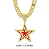 Collar Cubano con Colgante de Estrella de Cinco Puntas Estilo Nuevo Goteo de Aceite Transfronterizo Cadena Gruesa Miami para Hombres Joyería Hip-Hop Suministro Directo de Fábrica