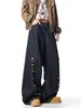 Pantalones de Mezclilla con Botones Decorativos, Diseño Retro Vintage Americano para Hombres y Mujeres, Pantalones Anchos Sueltos Americanos
