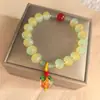 Pulseira de Contas de Ábaco Estilo Antigo com Design de Caqui, Contas Ruyi de Caqui Jade Sintético em Cor Degradê, Contas de Vidro, Pulseira de Contas de Oração Budista