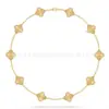 Colar Trevo de Quatro Folhas Van Cleef & Arpels CNC Versão Alta Madrepérola Branca Natural Banhado a Ouro 18K Real Prata Pura Colar de Dez Pétalas