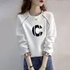 Sudadera Fina de Algodón Puro para Mujer, Estilo Coreano Primavera y Otoño 2026, Sin Capucha, Pulóver Holgado, Manga Larga, Cuello Redondo, Top Falso de Dos Piezas, Moderno
