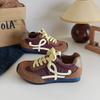 Zapatos Forrest Gump marrones vintage para mujer, primavera 2025, nuevos, con cordones, deportivos, informales, alemanes, zapatos planos XY-A389
