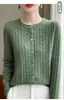 25 Malhas Clássicas de Gola Redonda, Jaquetas Cardigan de Tricô Twist Femininas Estilo Old Money, Malhas de Manga Longa Estilo Torcido de Cor Pura