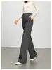 Calça Casual Feminina com Toque de Luxo, Calça Social Wide Leg, Calça Elegante de Cintura Alta da Moda, Versátil de Caimento Solto Popular Estilo Outono