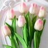 Mini Pu Plástico Tulipán Flores Artificiales Comercio Exterior Transfronterizo Flores de Seda Boda Decoración del Hogar Flores Fabricante Venta al por Mayor