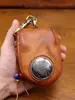 Bolsa Retro para Llaves de Coche de Cuero de Vaca de Primera Capa Frotada a Mano para Hombre, Colgante Llavero para Llaves de Casa de Cuero Genuino